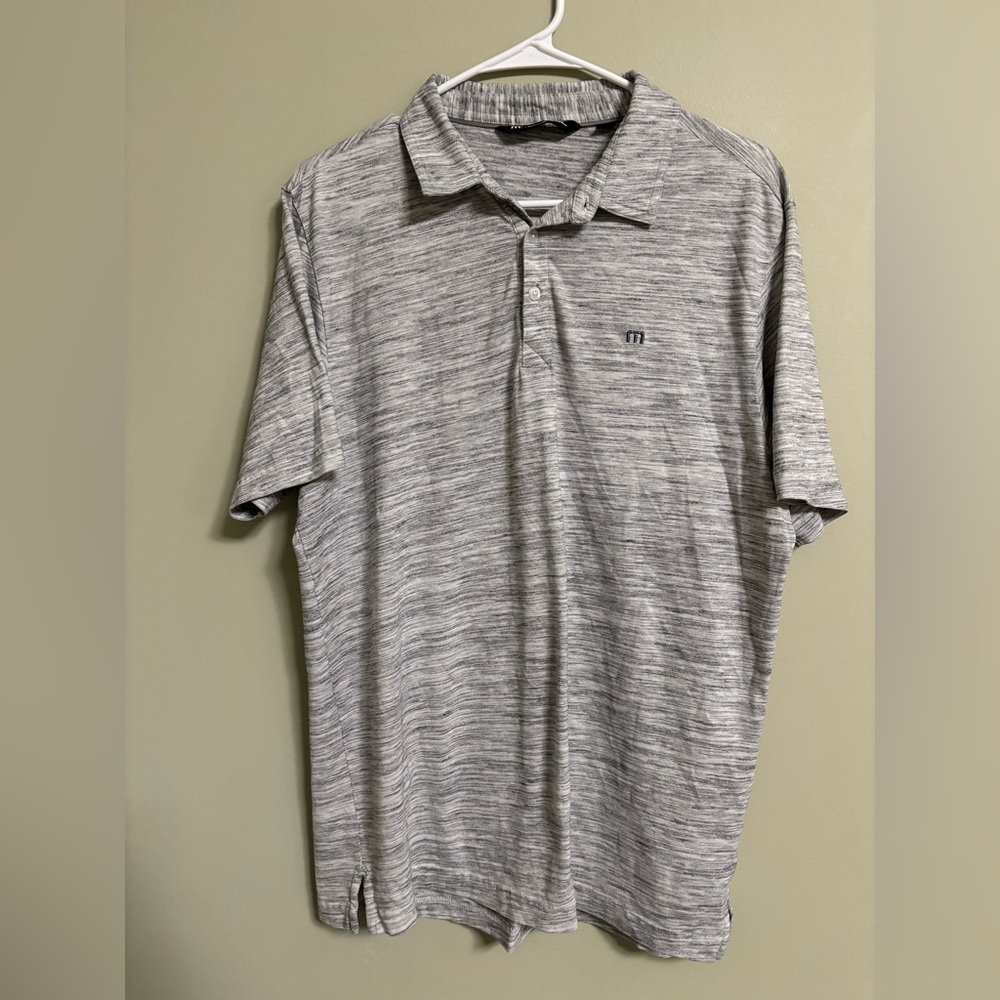 Travis Mathew Polo Mens Size Large Gray Heathered Cotton Blend Golf Shirt Casual
